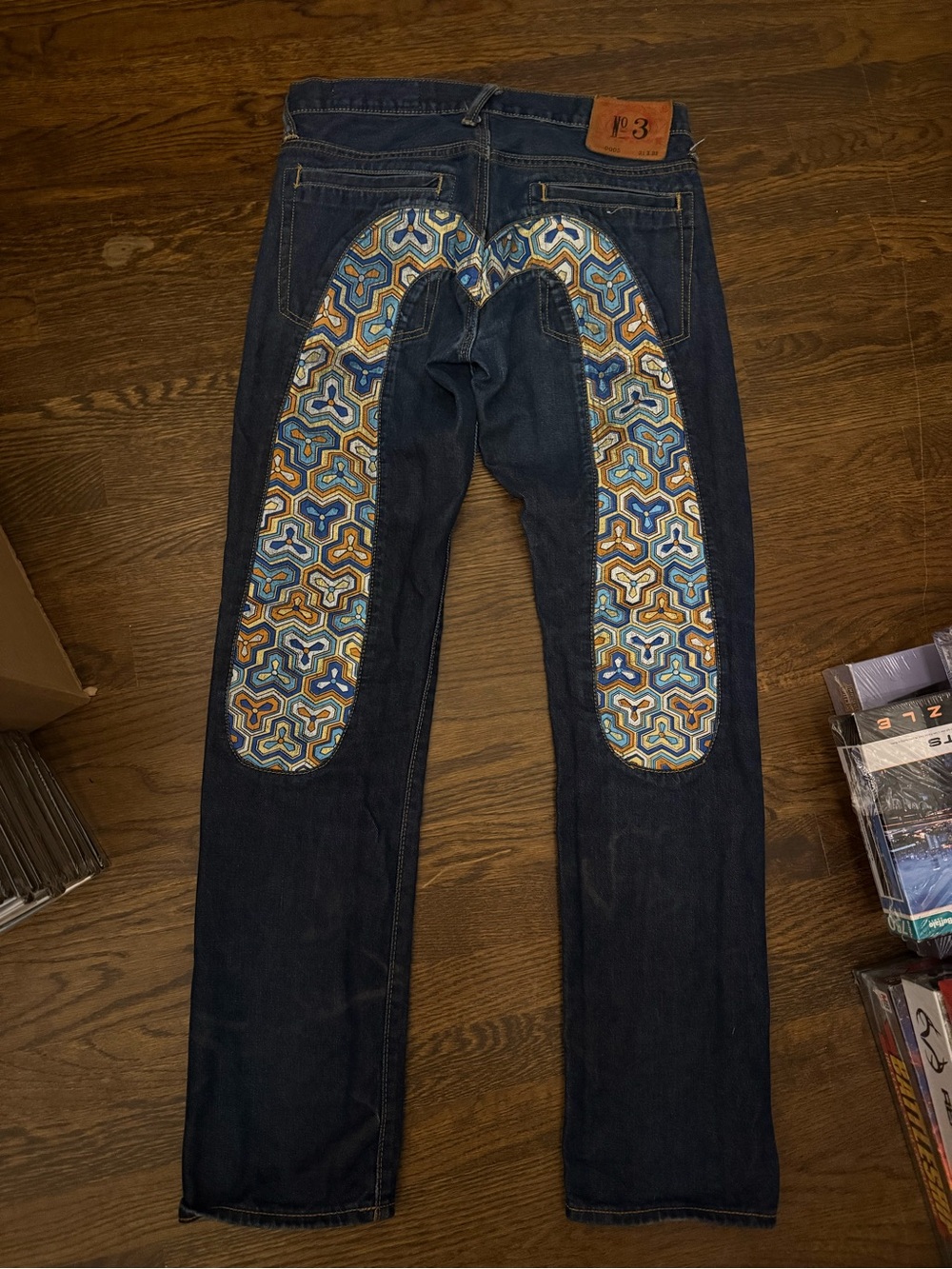 Evisu No. 3 Lot 0005 Straight Leg Selvedge Denim Indigo Blue Jeans size 31x32